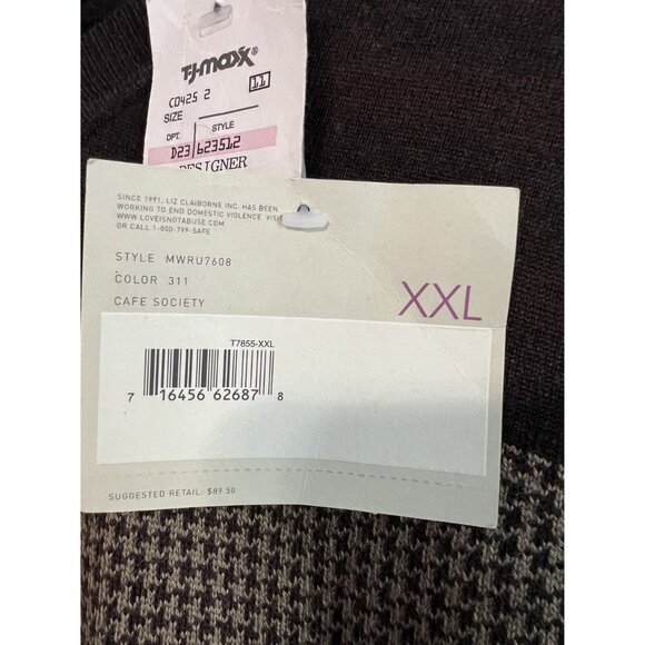Claiborne Mens XXL Brown Sweater Houndstooth Pattern V-Neck NWT Gift - Picture 6 of 7